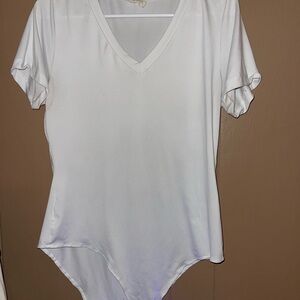 White V-Neck Short Sleeve Bodysuit